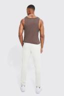 Mens Ecru Fixed Waist Stretch Skinny Chino