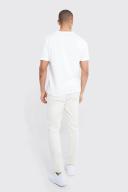 Mens Ecru Fixed Waist Stretch Slim Chino