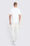 Mens Ecru Fixed Waist Stretch Slim Chino