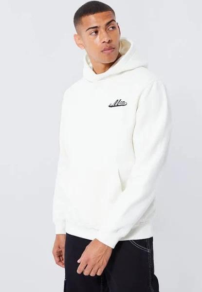 Mens Ecru Man Basic Branded Hoodie