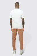 Mens Ecru Mini Lightweight Striped Texture Knitted Polo