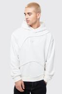 Mens Ecru Oversized Boxy Seam Detailed Hoodie