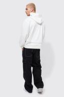 Mens Ecru Oversized Boxy Seam Detailed Hoodie