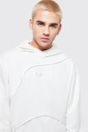 Mens Ecru Oversized Boxy Seam Detailed Hoodie