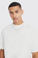 Mens Ecru Oversized Extended Neck Heavy T-Shirt