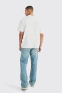 Mens Ecru Oversized Extended Neck Heavy T-Shirt