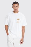 Mens Ecru Oversized Extended Neck T-Shirt
