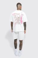 Mens Ecru Oversized Star Graphic T-Shirt & Short Set
