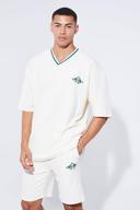 Mens Ecru Oversized Towelling T-Shirt and Short Set