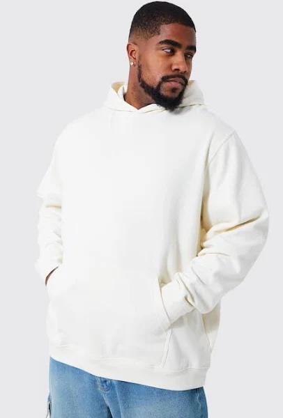 Mens Ecru Plus Basic Hoodie