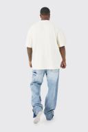 Mens Ecru Plus Oversized Heavyweight Cupids Love T-Shirt