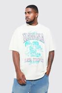 Mens Ecru Plus Oversized Heavyweight Tropical T-Shirt