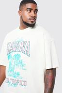 Mens Ecru Plus Oversized Heavyweight Tropical T-Shirt