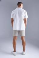 Mens Ecru Short Sleeve Oversized Grid Check Shirt