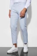 Mens Ecru Slim Crop Micro Check Suit Trousers