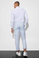 Mens Ecru Slim Crop Micro Check Suit Trousers