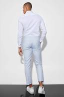 Mens Ecru Slim Crop Micro Check Suit Trousers