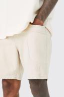 Mens Ecru Slim Fit Panelled Denim Shorts