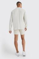 Mens Ecru Slim Fit Panelled Denim Shorts
