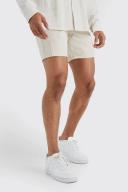 Mens Ecru Slim Fit Panelled Denim Shorts