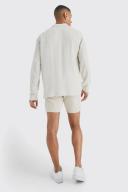 Mens Ecru Slim Fit Panelled Denim Shorts