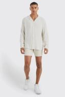 Mens Ecru Slim Fit Panelled Denim Shorts