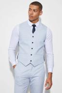 Mens Ecru Slim Micro Check Waistcoat