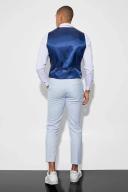 Mens Ecru Slim Micro Check Waistcoat