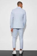 Mens Ecru Slim Single Breasted Micro Check Suit Jacket