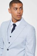 Mens Ecru Slim Single Breasted Micro Check Suit Jacket