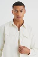 Mens Ecru Smart Utility Stretch Overshirt