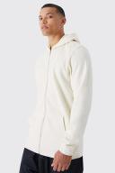 Mens Ecru Tall Core Fit Zip Through Hoodie