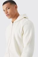 Mens Ecru Tall Core Fit Zip Through Hoodie