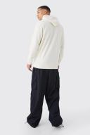 Mens Ecru Tall Core Fit Zip Through Hoodie