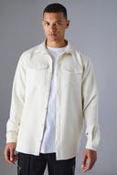 Mens Ecru Tall Smart Utility Stretch Overshirt