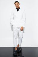 Mens Ecru Tapered Plain Suit Trousers