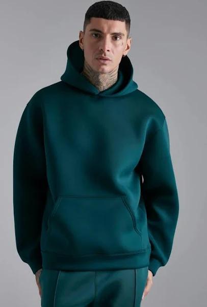 Mens Forest Bonded Scuba Oversized Hoodie