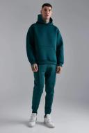 Mens Forest Bonded Scuba Oversized Hoodie