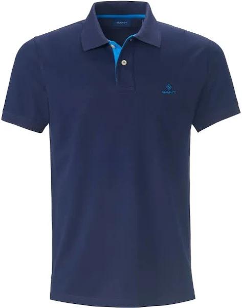 Mens Gant Blue Contrast Collar Poloshirt - Blue