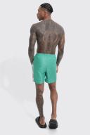 Mens Green Mid Length Man Tape Swim Shorts
