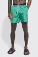 Mens Green Mid Length Man Waistband Swim Shorts