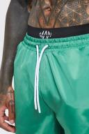 Mens Green Mid Length Man Waistband Swim Shorts