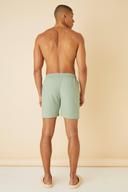 Mens Green Mid Length Seersucker Swim Shorts