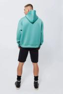 Mens Green Oversized Boxy Bonded Scuba Hoodie