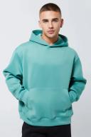 Mens Green Oversized Boxy Bonded Scuba Hoodie