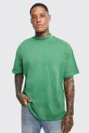 Mens Green Oversized Extended Neck Heavy Weight T-Shirt