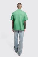 Mens Green Oversized Extended Neck Heavy Weight T-Shirt