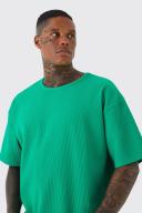 Mens Green Oversized Pleated T-Shirt