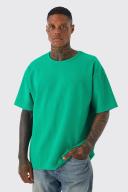 Mens Green Oversized Pleated T-Shirt