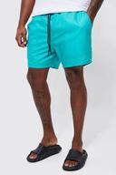 Mens Green Plus Mid Length Plain Man Swim Shorts